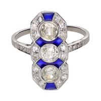 ANILLOS / SORTIJAS<BR>SORTIJA EN ORO BLANCO CON ESMALTE Y DI...