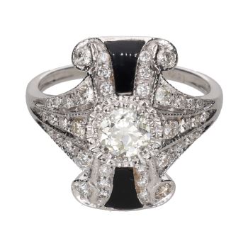 ANILLOS / SORTIJAS<BR>SORTIJA EN ORO BLANCO CON ÓNIX Y DIAMA... · ref.: (EMX)