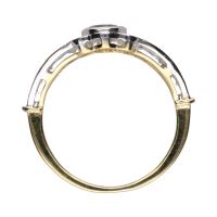 Sortija en oro amarillo y oro blanco con zafiro y diamantes. Talla 15.