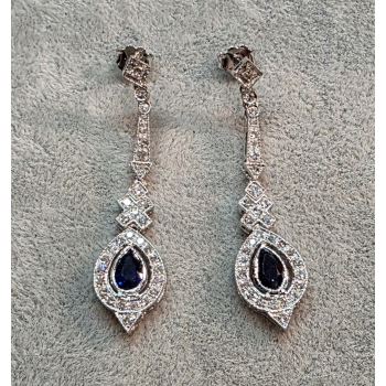 PENDIENTES<BR>PENDIENTES LARGOS EN ORO BLANCO CON ZA... · ref.: (NMXM)