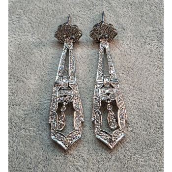 PENDIENTES<BR>PENDIENTES LARGOS EN PLATINO CON DIAMA... · ref.: (NAMX)