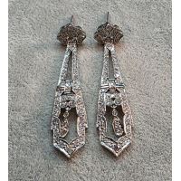 PENDIENTES<BR>PENDIENTES LARGOS EN PLATINO CON DIAMA...