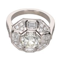 ANILLOS / SORTIJAS<BR>SORTIJA EN PLATINO CON DIAMANTES. TALL...