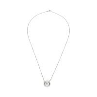 Collar en oro blanco con brillante central y orla de brillantes.